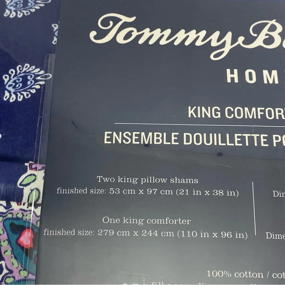 Tommy Bahama King Bedding Set Comforter & 2 Pillow Shams Indigo Floral